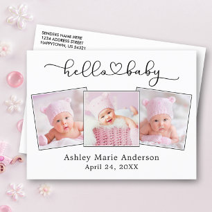 Kalligrafie Script Heart 3 Foto Hello Baby Postkarte