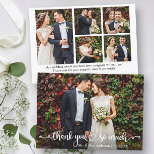 Kalligrafie Script Heart 6 Foto Wedding Dankeskarte
