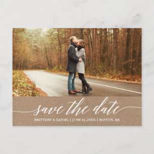 Kalligrafie Script Kraft Save the Date Foto Postkarte