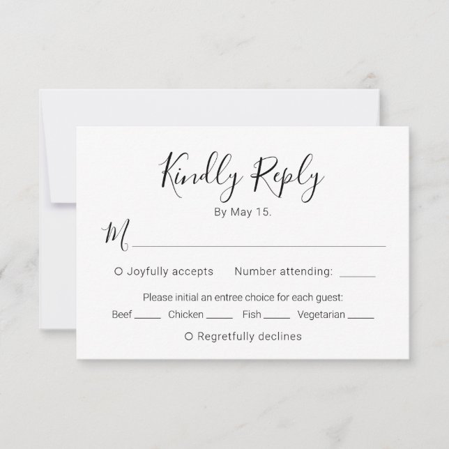 Kalligrafie Script Moderne Herz Wedding RSVP Card (Vorderseite)