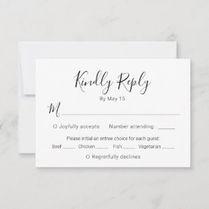 Kalligrafie Script Moderne Herz Wedding RSVP Card