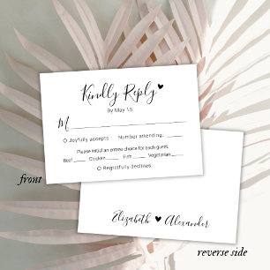 Kalligrafie Script Moderne Herz Wedding RSVP Card