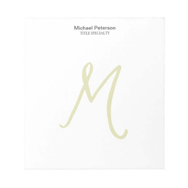 Kalligrafie Script Monogram Initial Modern Notizblock (Vorderseite)