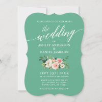 Kalligrafie Script Pink White Floral Neo Minze