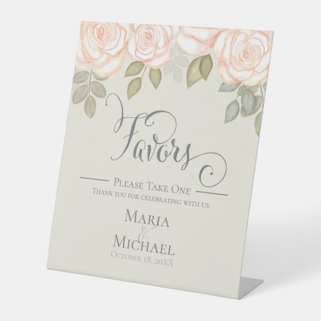 Kalligrafie Script Sage Green Blush Favoriten Sockelschild (Vorderseite)