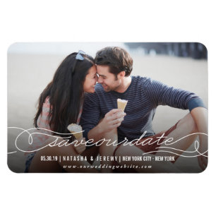 Kalligrafie Script Save the Date Foto Magnetic Magnet