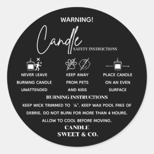 Kalligrafie Script-Warnung Candle Black Modern Runder Aufkleber