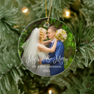 Kalligrafie Script Wedding Foto Verheiratet und Me Keramik Ornament