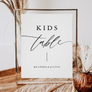 Kalligrafie Script Wedding Kids Table Sign Poster