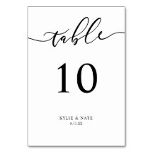 Kalligrafie Script Wedding Tischnummer - B&W