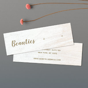 Kalligrafie Script White Wood Ohrring Display Mini Visitenkarte