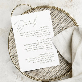 Kalligrafie-Seite Grüne Details QR-Code Hochzeit Begleitkarte