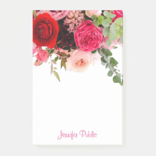 Kalligrafie-Skript Floral Watercolor Rose Vorlage Post-it Klebezettel