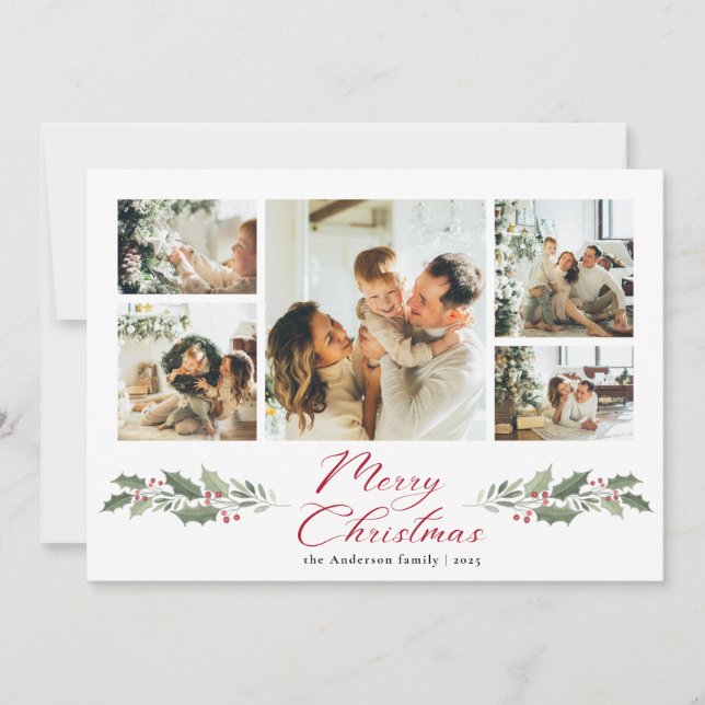 Kalligrafie-Skript Frohe Foto-Collage Weihnachten (Vorderseite)