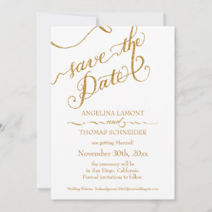 Kalligrafie-Skript für immer in Liebe Gold Glitzer Save The Date