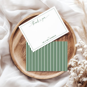 Kalligrafie-Skript Hochzeit Danke Grün Streifen Mitteilungskarte