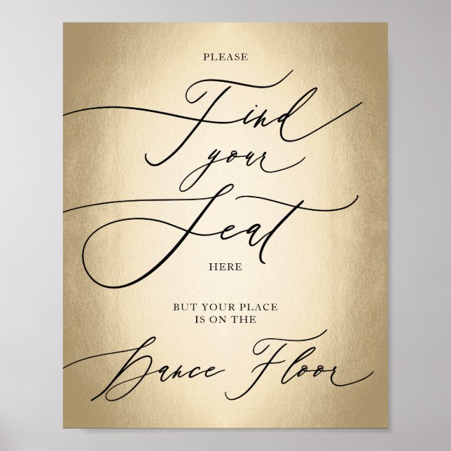 Kalligrafie-Skript Seat Wedding-Zeichen finden Poster (Vorne)