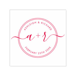 Kalligrafie-Skriptinitialen, die das Datum speiche Permastempel