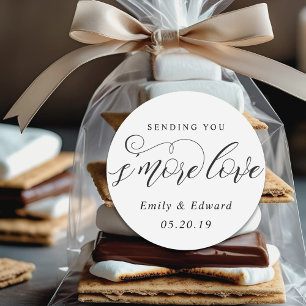 Kalligrafie S'more Liebeshochzeits S'mores Geschen Runder Aufkleber