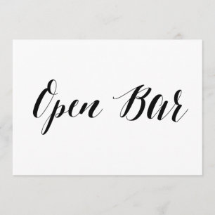 Kalligrafie-Stil "Open Bar" Hochzeitsschild Einladung