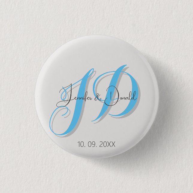 Kalligrafie trendige klassische Schrift Monogramm Button (Vorderseite)