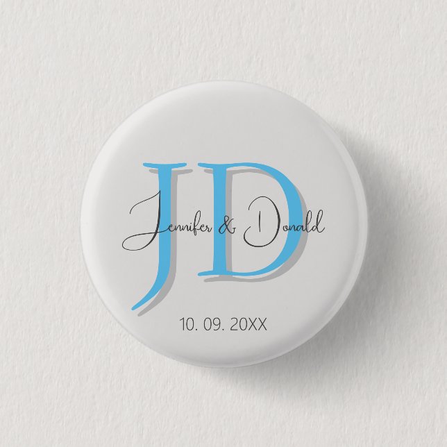 Kalligrafie trendige klassische Schrift Monogramm Button (Vorderseite)