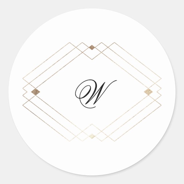 Kalligrafie Typografie Monogram Gold Deko Wedding Runder Aufkleber (Vorderseite)