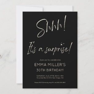 Kalligrafie-Überraschungsgeburtstag Minimalistisch Einladung