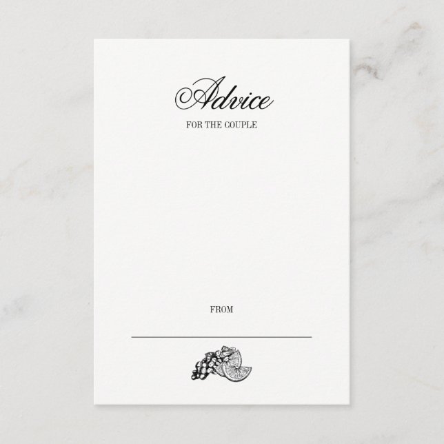 Kalligrafie und Wine Wedding Advice Card Begleitkarte (Vorderseite)