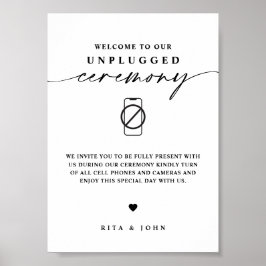 Kalligrafie-Unplugged-Zeremonie Hochzeitszeichen Poster