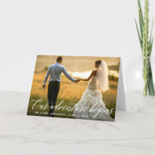 Kalligrafie Unser Abenteuer beginnt mit Hochzeitsf Dankeskarte