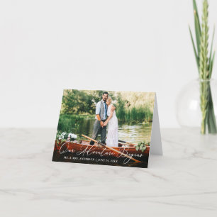 Kalligrafie Unser Abenteuer beginnt mit Hochzeitsn Dankeskarte