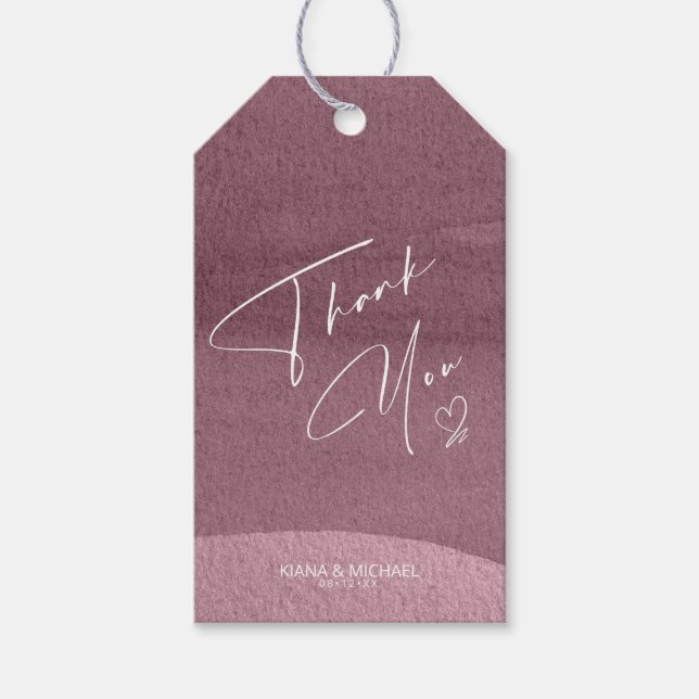 Kalligrafie Vielen Dank Herz Mauve ID771 Geschenkanhänger (Vorderseite)