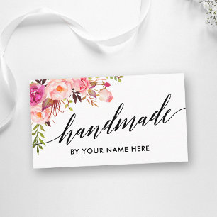 Kalligrafie Wasserfarbe Rosa Floral Handgefertigt Visitenkarte