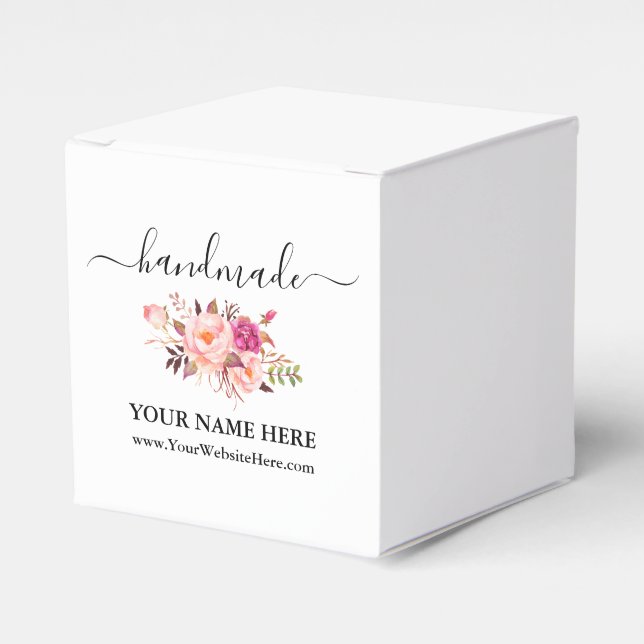 Kalligrafie Wasserfarben Rosa Blütenbraun Handmade Geschenkschachtel (Vorderseite)