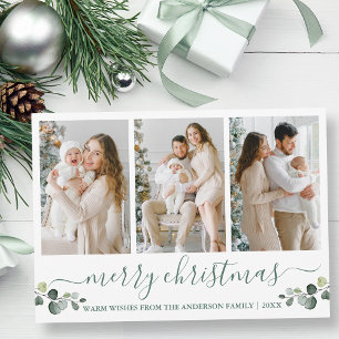 Kalligrafie Watercolor Eucalyptus Grüne Weihnachte Feiertagskarte