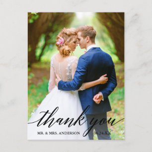 Kalligrafie   Wedding Bride Groom Foto Vielen Dank Postkarte