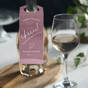 Kalligrafie Wedding Cheers Mauve ID771 Flaschenanhänger