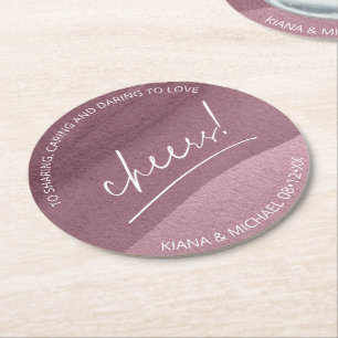 Kalligrafie Wedding Cheers Mauve ID771 Runder Pappuntersetzer