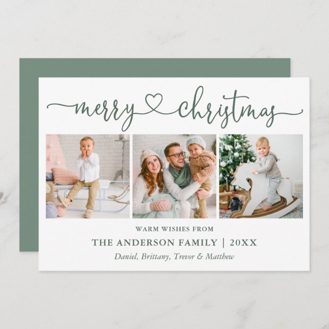 Kalligrafie Weihnachten 3 Foto Sage Green (Vorne/Hinten)