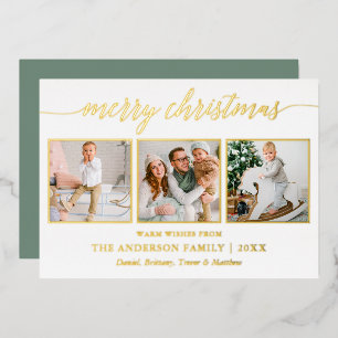 Kalligrafie Weihnachten 3 Foto Sage Green Gold Folien Feiertagskarte