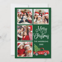 Kalligrafie Weihnachten Vintager Lkw Grün 4 Foto