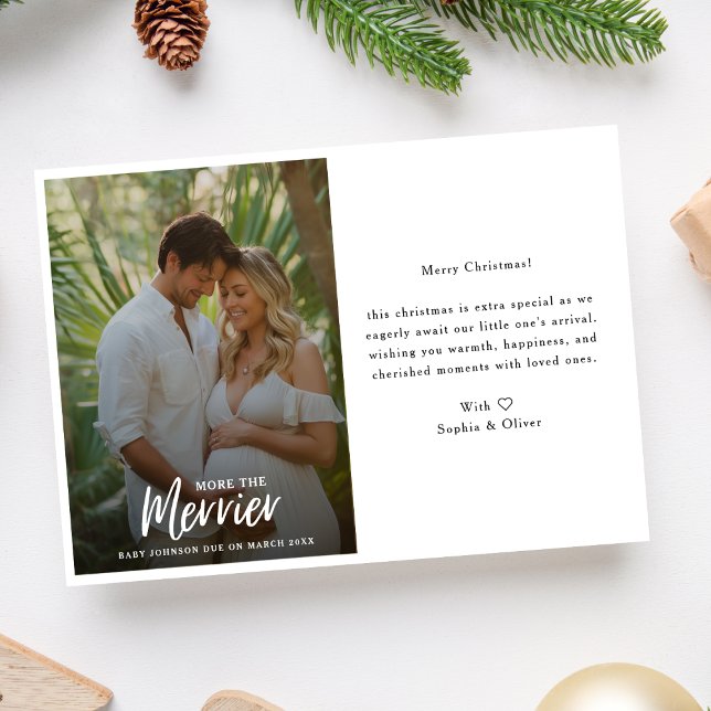 Kalligrafie Weihnachts-Foto Schwangerschaft Ankünd Feiertagskarte (Von Creator hochgeladen)