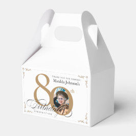 Kalligrafie White Gold Custom Foto 80. Geburtstag Geschenkschachtel