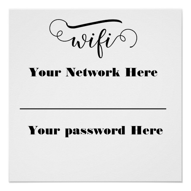 Kalligrafie-Wifi-Passwort-Podest-Schild Poster (Vorderseite)