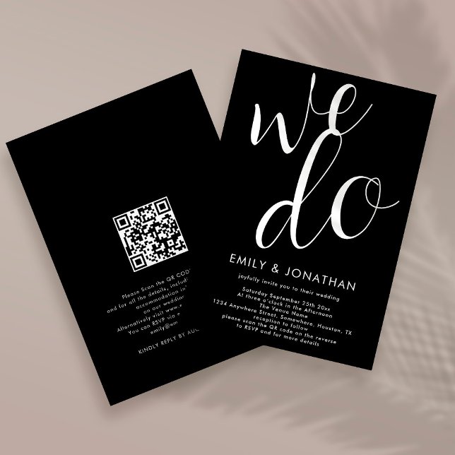 Kalligrafie wir machen QR-Code Hochzeit schwarz Einladung (Von Creator hochgeladen)