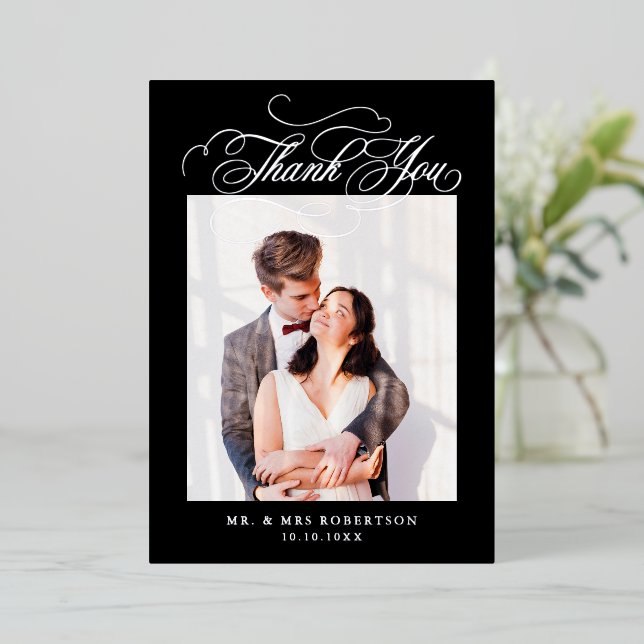 Kalligrafie zeitlose Silberhochzeit Danke Folieneinladung (Stehend vorne)