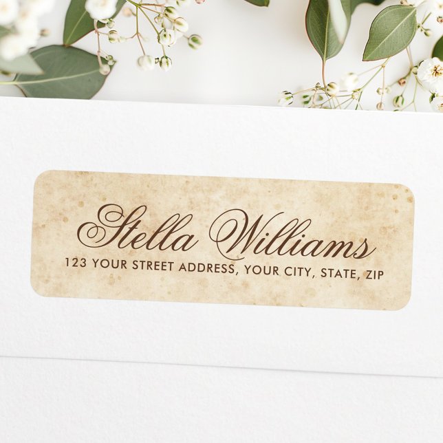 Kalligrafieschrift mit Vintagem Alter (Vintage aged parchment calligraphy script address label)