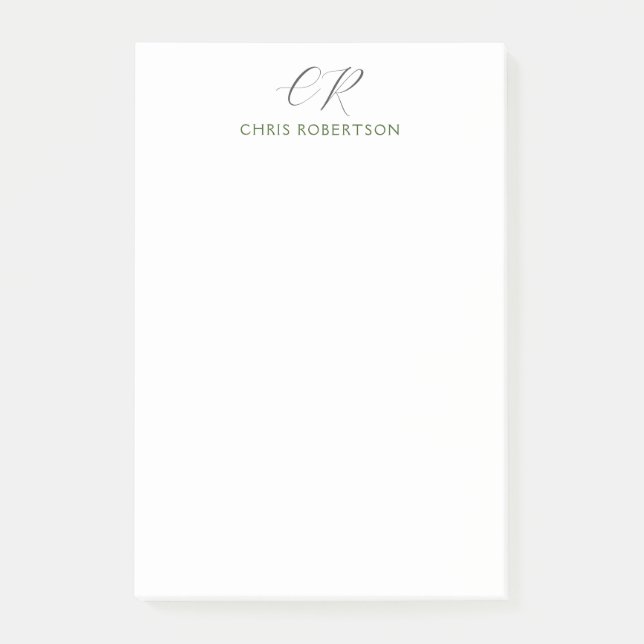 Kalligrafischer Monogrammname Schwarz-weißes benut Post-it Klebezettel (Vorderseite)