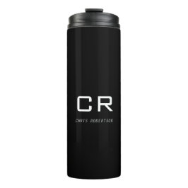 Kalligrafischer Monogrammname Schwarz-weißes benut Thermosbecher